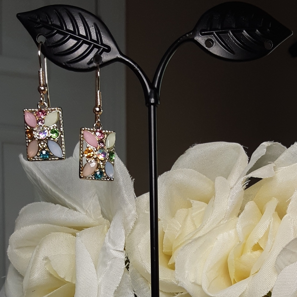 Handmade Colorful Gemstone Earrings Pink Blue - Picture 5 of 8